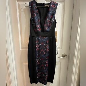 RACHEL Rachel Roy Black and Floral Midi Dress - NWT